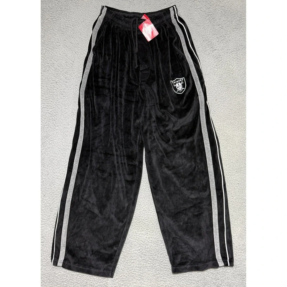 Vintage NEW Raiders Velour Sweatsuit Tracksuit Black Velvet Set Mens XL NFL